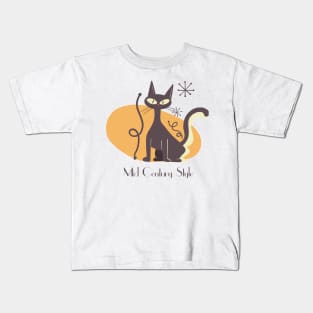 Mid Century Cat Illustration Kids T-Shirt